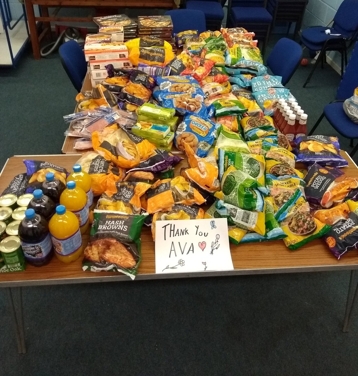 Bcf1911's tweet photo. This is what £209.41 looks like. We used Ava's fundraising money for @Bcf1911 to purchase all this frozen food for those in need. Well done Ava  @BGrovePrimary @jeremycorbyn https://t.co/onieHLds5C