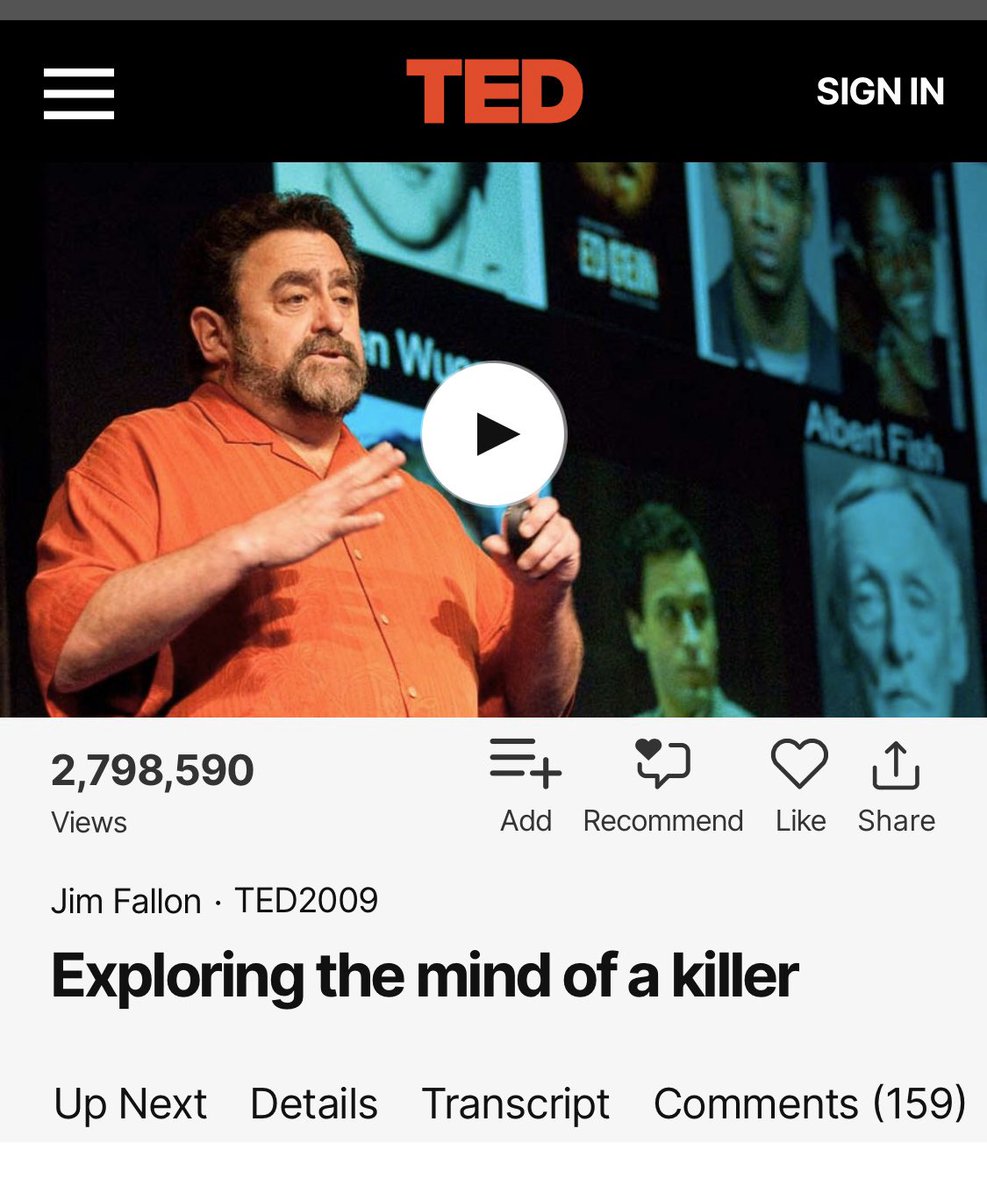 thecarecomplex1's tweet photo. Here is an amazing ted talk to watch to better understand the mind or a serial killer and why they become what they are. #naturevsnurture #podcast #serialkillers https://t.co/m4V1gCZDjP