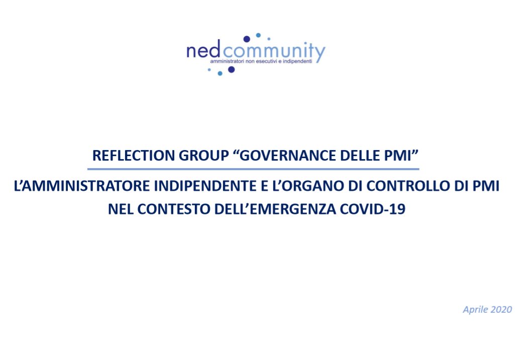 bignamiassociat's tweet photo. 📑 Emergenza Covid-19: qual è il ruolo dell’amministratore indipendente e dell’organo di controllo di PMI?

@embignami, @RO1705 e il Reflection Group di @nedcommunity "La #corporategovernance delle #PMI"

Leggi il documento:  https://t.co/CinTHU38E4. https://t.co/IRjE98GZh9