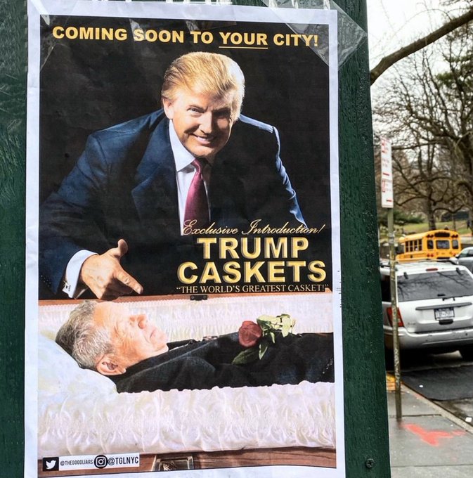 guelph_homes's tweet photo. @JoyceWhiteVance .
Nope. It's just part of a promotion - nothing to worry about. "It's just business", as they say in the Mob.
#KillerInChief #TrumpCoffins #TrumpCaskets
#25A #25thA #25thAmendment #25thAmendmentNOW https://t.co/RJUo8HRsrd