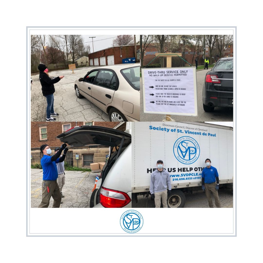 svdpcle's tweet photo. Thank you #volunteers & staff keeping people safe & fed @ our Brookside Hunger Cntr. drive-thru distribution today. Thanks also to police officers directing traffic & all who give financially! The need is greater than ever #donate #hungerrelief #svdpcle #covid19crisis https://t.co/JHxjwIAIPb