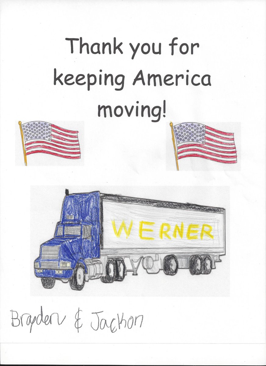In honor of Spring Driver Appreciation Week, the kids of Werner Logistics created thank you pictures for professional drivers! THANK YOU, professional drivers, for all that you do to keep America moving! #ThankADriver #WeKeepAmericaMoving