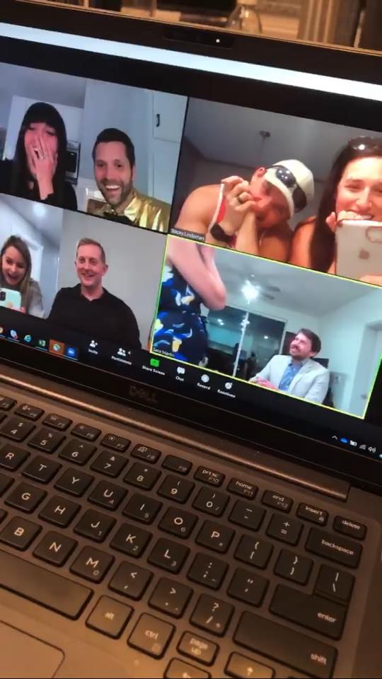 _spyglass's tweet photo. Like a lot of you, we have spent more and more of our days in Zoom meetings, brainstorms and on the occasional happy hour. Well, one of our Spyglass team members took Zoom to the next level recently with a Zoom Engagement - congrats to Sara and Brad! https://t.co/OUL5lvh2dp