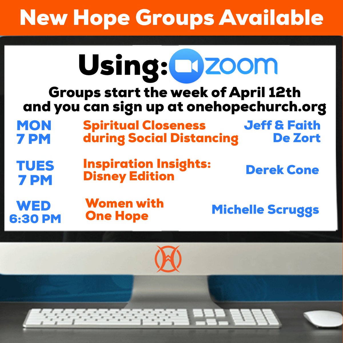 MyOneHopeChurch's tweet photo. Now is a GREAT time to get connected to a group!  Sign up for these groups at https://t.co/fmZs6Xnh3O https://t.co/yVP5FTK56U
