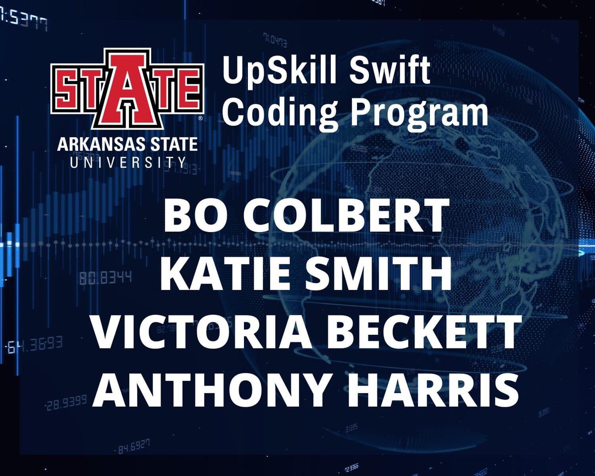 RivercrestSD's tweet photo. We have four students who have been accepted into the A-State UpSkill Swift Coding Program. They will begin courses in the fall and earn nine college credits upon completion. The program will teach techniques and tools for coding iOS apps using Swift and XCode. Congratulations! https://t.co/uAXtadXPv9
