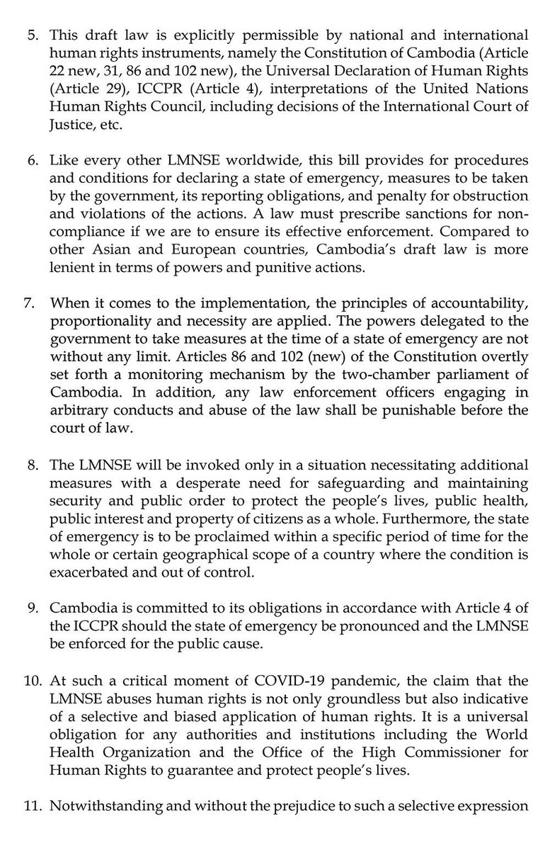 smey_sr's tweet photo. #Cambodia Reacts to Office of High Commissioner for #HumanRights’ Views on the Kingdom's Draft Law on the Management of the Nation in State of Emergency.
#LMNSE #Coronavirus #COVID19 https://t.co/woN6wUFJ8Q