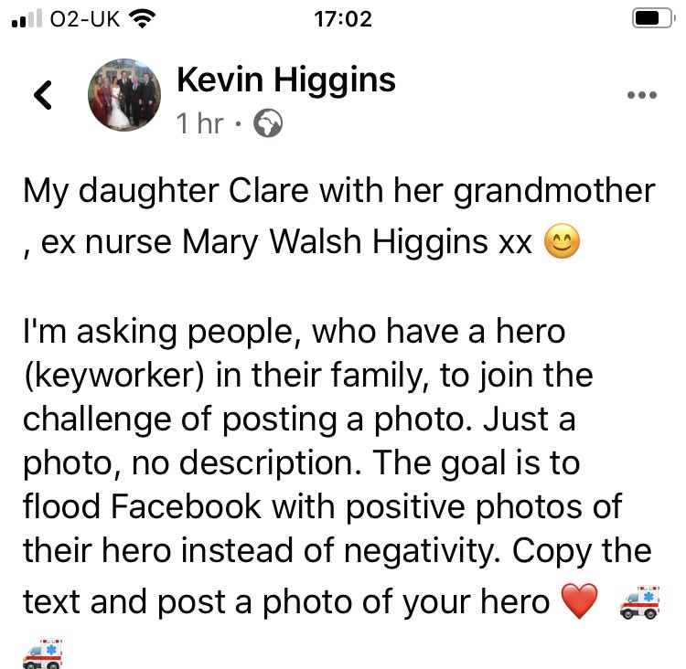 clarehiggins12's tweet photo. And one from my dad . My dad saying I’m a hero means the world to me. I would never consider myself a hero. I’m a nurse,it’s my job. It’s all very overwhelming tbh 🌈💙 https://t.co/AIeGQ962h9
