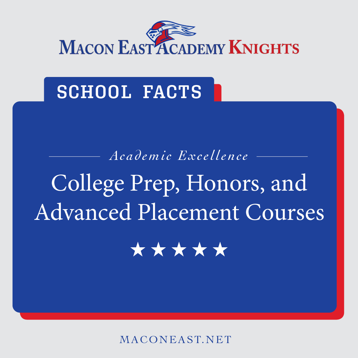 MEAKnights's tweet photo. Did you know? #MaconEast pursues academic excellence. We offer college prep, Honors, and Advanced Placement courses to prepare students for life’s next stages. #advancedplacement #collegeprep https://t.co/UWAJ7PdCj8