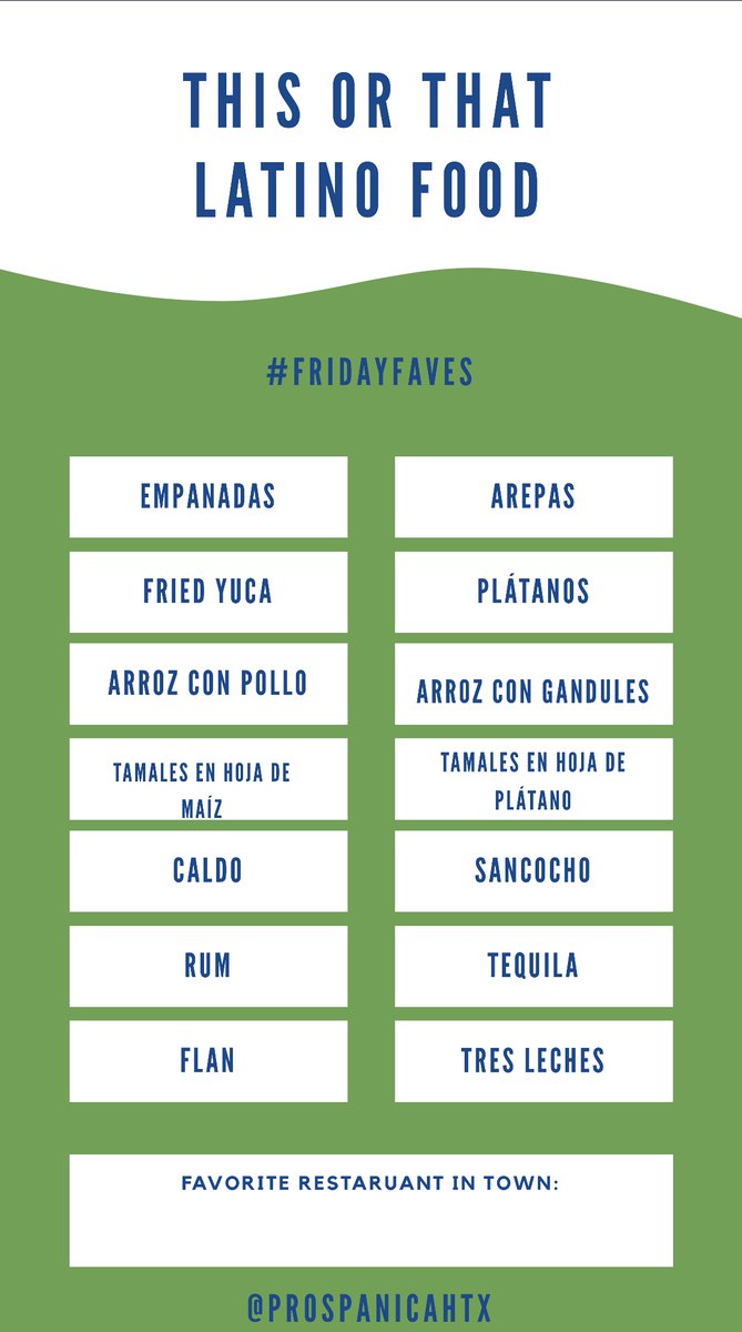 Prospanica_HTX's tweet photo. #FridayFaves: Yes to #SocialDistancing pero closer to la #cocina! π©π½βπ³π¨π½βπ³ Has #QuarantineLife turned you into a chef or are you counting the days to go out & #dine again?! Share your faves from our #ThisorThat list!β
#SomosProspanica #LatinDelights #FridayVibes #Friyay https://t.co/n1rk6NLEZY