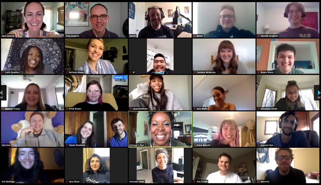 WMUJAZZSTUDIES's tweet photo. Gold Company join säje for a Zoom meeting! säje was to be the guest artist for the GC Festival this spring and considering the turn of events, they've decided to join us next year instead!

Join säje TONIGHT at 9PM for their first streamed show! --> https://t.co/msVhUa1wGE

#jazz https://t.co/zFPrt6PYCy