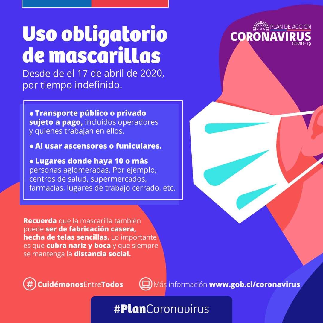cctlonquimay's tweet photo. 📢#PlanCoronavirus | A partir de hoy, el uso de mascarilla es obligatorio tanto en transporte público y privado remunerado como en ascensores y lugares donde haya 10 o más personas. #CuidémonosEntreTodos - https://t.co/jiIVAmEV0y 

#lonquimay #araucaniaandina #QuedateEnCasa https://t.co/R7YwiuMIWj