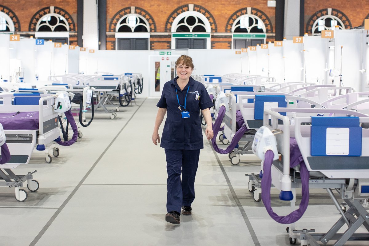 10DowningStreet's tweet photo. Less than three weeks since work started, NHS Nightingale Hospital North West officially opens today at Manchester Central, providing hundreds more beds for #coronavirus patients, if local services need them. https://t.co/gFATCmbyQy