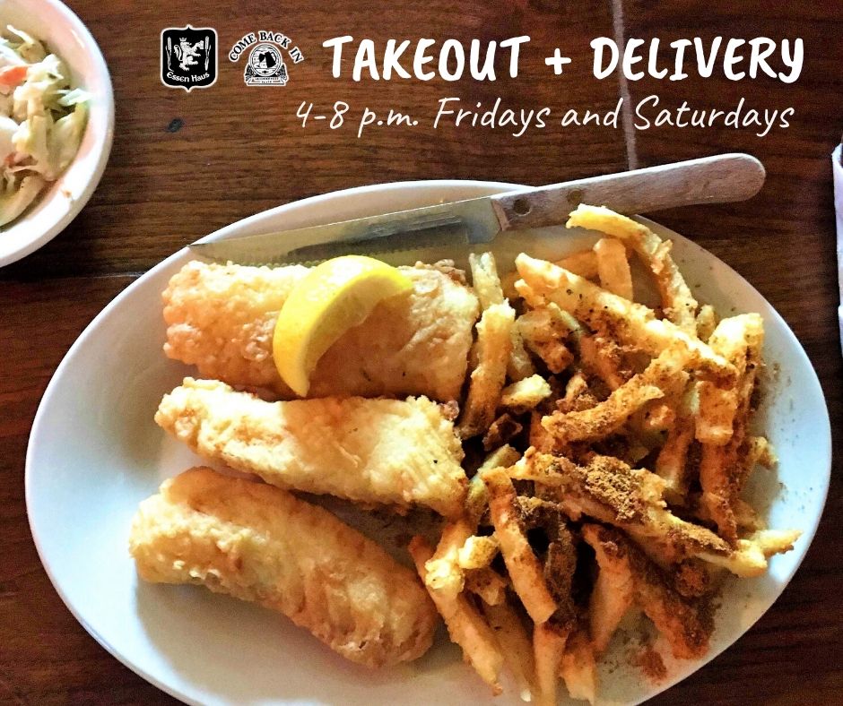 EssenMadison's tweet image. In the mood for some #FridayNight #FishFry? We've got you covered! 

Learn about our TAKEOUT + DELIVERY options ➡️ essen-haus.com/takeout-menu/