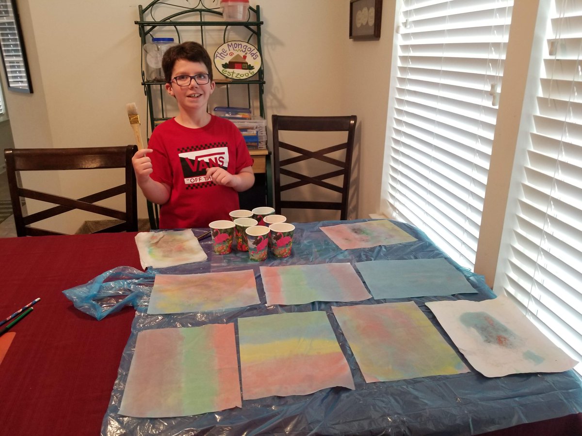 Marley264's tweet photo. Ryan from Mrs. Ragan's 4th grade class loved Mrs. Mineo's "bubble art with food coloring".  Patience ran out and it turned into "painting art with food coloring".  Ryan can't wait to make birthday and greeting cards for family members tomorrow!  @CardinalRidgeES @Dr_M_Adejumo https://t.co/rKnnKHhA56