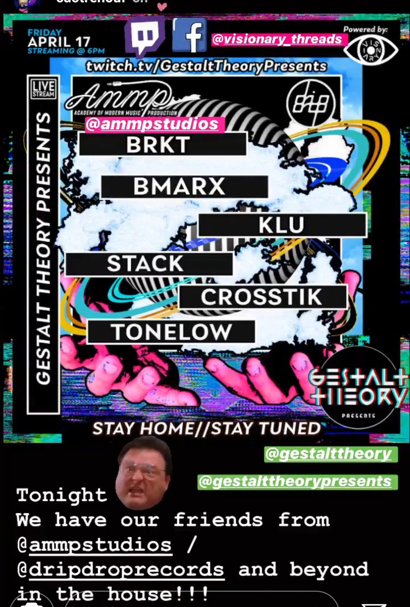 BrandonMarxxx's tweet photo. Going to be live with the friends at @GestaltTheoryAZ tonight from 6pm onward. 

Virtual high fives @DripDropRecs @AMMPStudios @TONELOWOFFICIAL @crosstik_music @brktmusic @OfficialKlu @AttixBeats @STACKBASS https://t.co/ZNOm6TlnJN