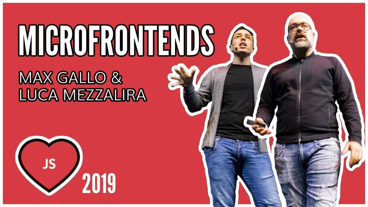 JSworldconf's tweet image. Max Gallo &amp;amp; Luca Mezzalira talking about Microfrontends during #FrontendLove 2019!

⏺️ You Don't Know Microfrontends
➡️buff.ly/3bftCD6

Frontend Love 2018, 2019, 2020 ➡️2021? buff.ly/3cit6nU

#javscript @lucamezzalira @_maxgallo