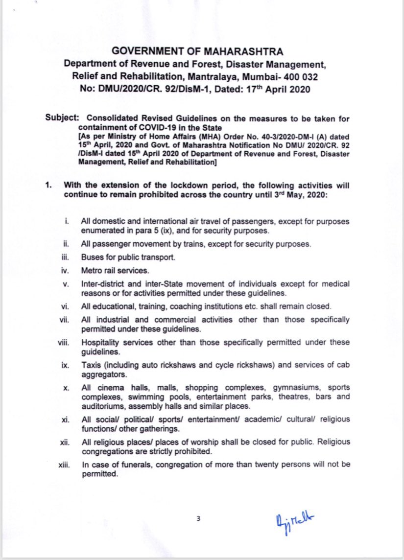 Cmo Maharashtra Even Though Our Waragainstvirus Is Not Over Yet This Is A Major Step In Restarting Our Economic Cycle We Request You To Read The Thread Carefully To Avoid