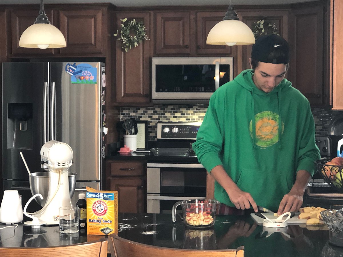 jackdumasgolf's tweet image. Snow on the ground in April, school cancelled for the rest of year, might as well bake.   #applebread