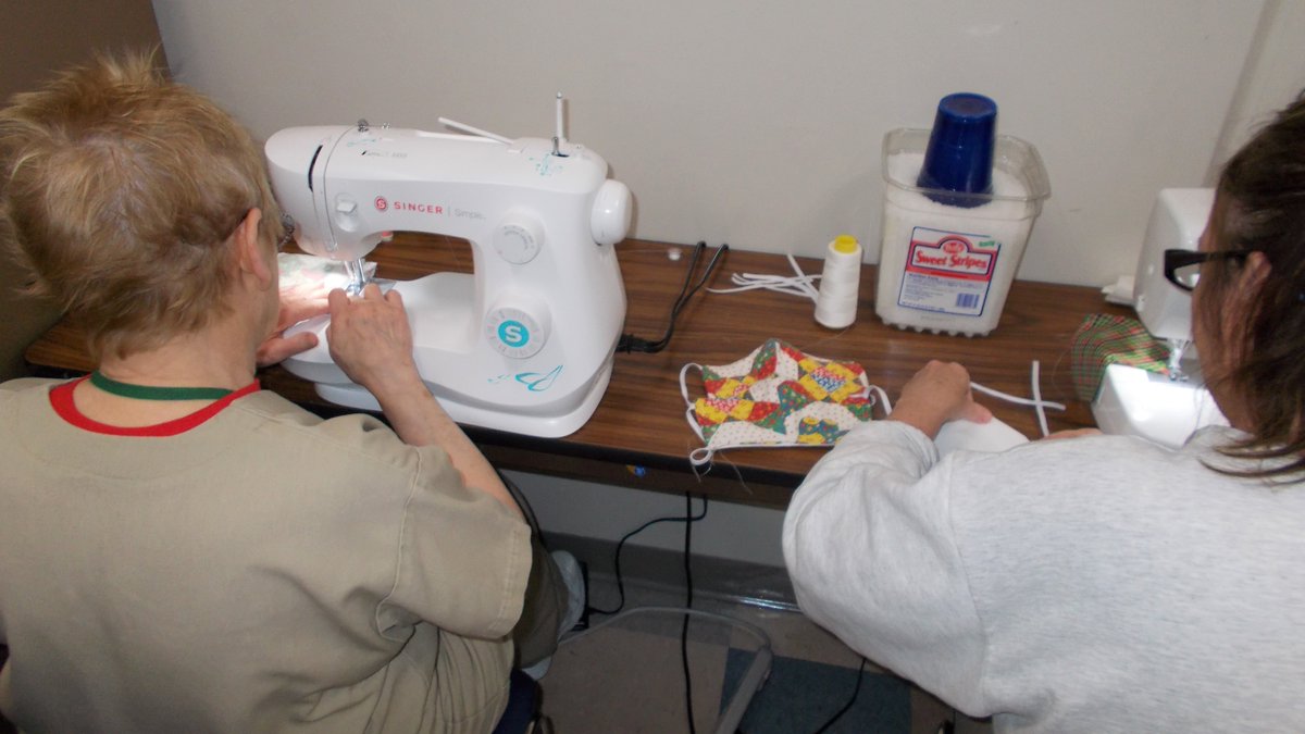 MoCorrections's tweet photo. Using donated fabric, women taking part in the Restorative Justice Program at Chillicothe Correctional Center have made more than 800 face covers for distribution to nursing homes, daycare centers and local business in the area. https://t.co/VGfn84JN75