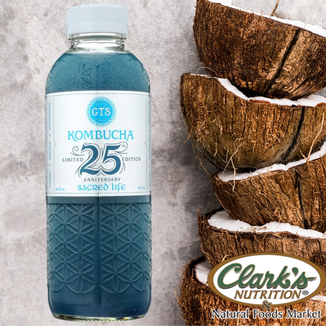 clarksnutrition's tweet photo. Celebrate 25 years of great taste with Kombucha! Their #limitededition sacred life features their #organic and raw #kombucha with coconut water and pressed ginger. No artificial food coloring, the blue is all natural from blue spirulina. Try it today at Clark's Nutrition! https://t.co/NpADAHAjDQ
