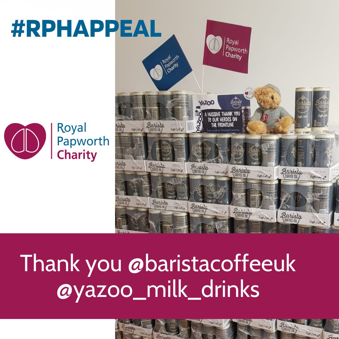 papworthcharity's tweet photo. A massive thank you to @baristacoffeeuk @YAZOODrinks for their very generous donation of coffee and milkshakes to the staff.
#RPHAPPEAL https://t.co/8JhijKLKJ4