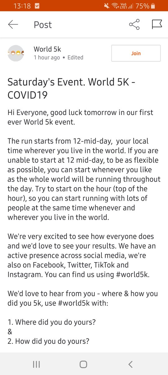 Sophiee_says's tweet photo. Excited to do this tomorrow #world5k https://t.co/wseJ01MYEQ