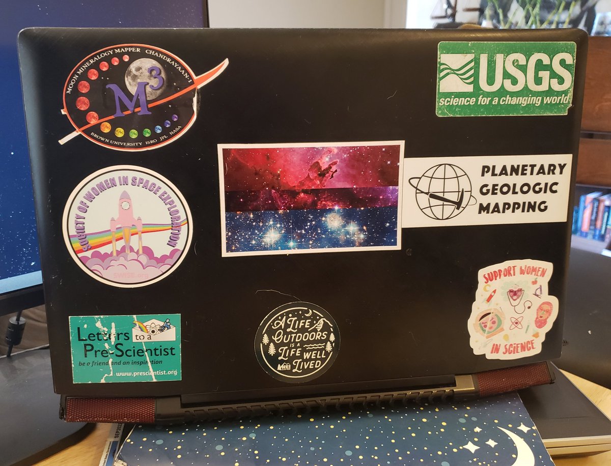 PlanetaryPiggy's tweet photo. Happy #BiInSci to everyone out their living their truth in a harsh field. #VisibilityMatters but as someone who's not 100% out to their family, I see you too. Enjoy this sneaky Bi sticker on my laptop! https://t.co/0HvBZTCnEk