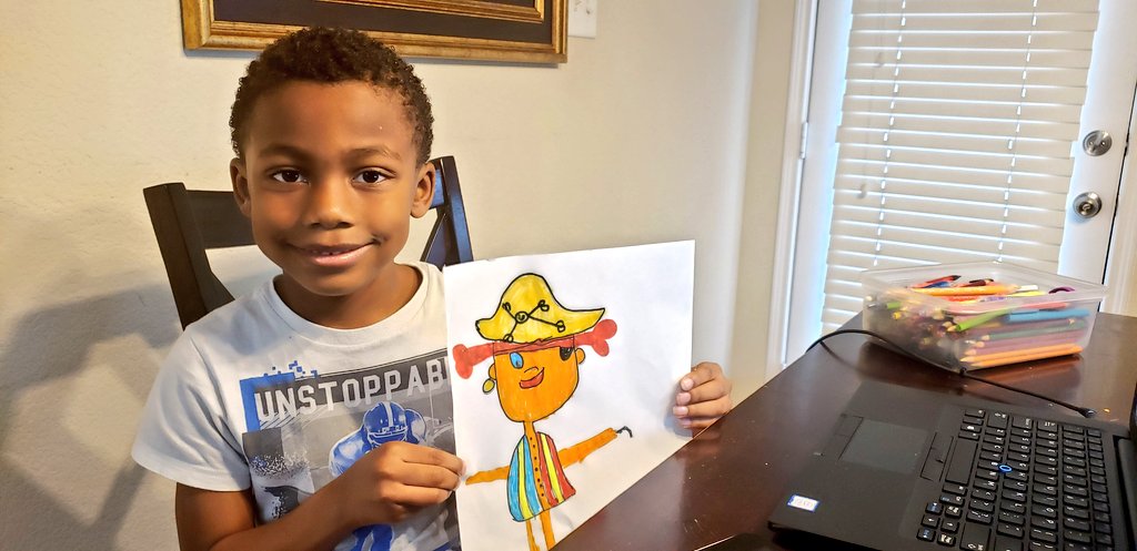 LLJackson08's tweet photo. Thank you @shan_heuss for offering a fun Friday activity for our kids this morning!  Trace enjoyed being able to see you &amp; his friends. We'll see you next Friday! #artsyfartsyfridays @Austinelpride https://t.co/v7gdo6xZiW