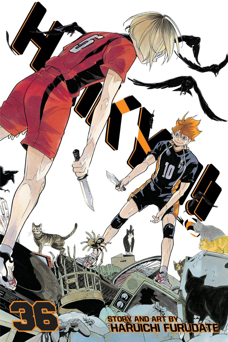 Volume 36 has one of my fave Haikyu covers and never forget how Furuchan drew gijinkas of the crows and kitties :o!!! 