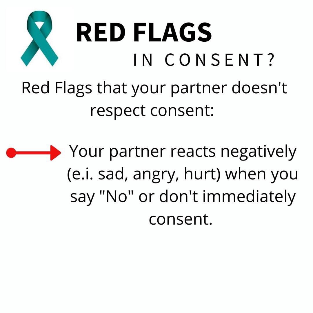 UTCSAW's tweet photo. #IAsk....Consent is the them of #SAAM2020 Red Flag #2...your partner reacts negatively (e.i sad, angry, hurt) when yo say "No" or don't immediately consent.  ##uttogether #webelievesurvivors #advocacy #redflag https://t.co/uSC2GJUqV0