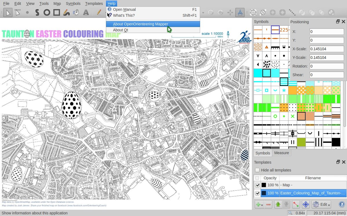 app4soft's tweet photo. #orienteering New «Taunton Easter Colouring Map» released by @JoshJenner: “There are 10 Easter Eggs hidden in the map, can you find them all?” 🗺 https://t.co/atCOMvqslt
FTR, After open it as template in #OpenOrienteering #Mapper use "0.145104" value to fix X/Y-Scale positioning. https://t.co/fukd3n2rPo
