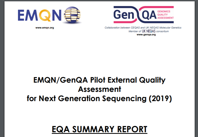 GenQA's tweet photo. The Individual Laboratory Report (ILR) and EQA Summary report for the joint GenQA/EMQN NGS germline/somatic EQAs has been released.  Log in to your GenQA account to get your results!
#NGS @EMQNOffice #EQA #proficiencytesting @Euformatics https://t.co/D8k9Ti9EGn