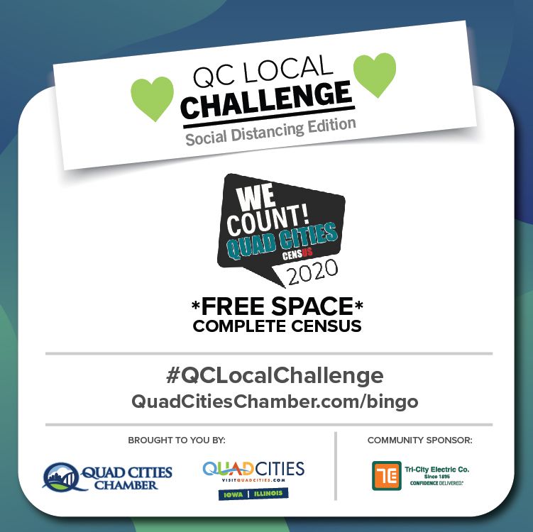 🚨 Have you started your #QCLocalChallenge Bingo card yet? 🚨

The free space is extra easy to check off! If you've already completed the 2020 census, you're done! If not, head to my2020census.gov to take the short questionnaire.

Play bingo: buff.ly/34NSyiG