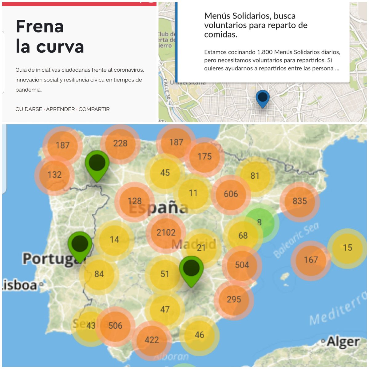 frenalacurva's tweet photo. https://t.co/5uochu5cUP echó a andar el 14 de marzo para canalizar la energía de la sociedad civil:

✅ +9.000 chinchetas📌 en #FrenaLaCurvaMAPS
✅ +780 iniciativas ciudadanas en el repositorio
✅ 13 países han replicado la plataforma en sus países

📢 👏🏼🙌🏼
#JuntasSomosMásFuertes https://t.co/cMKMfFFU3E