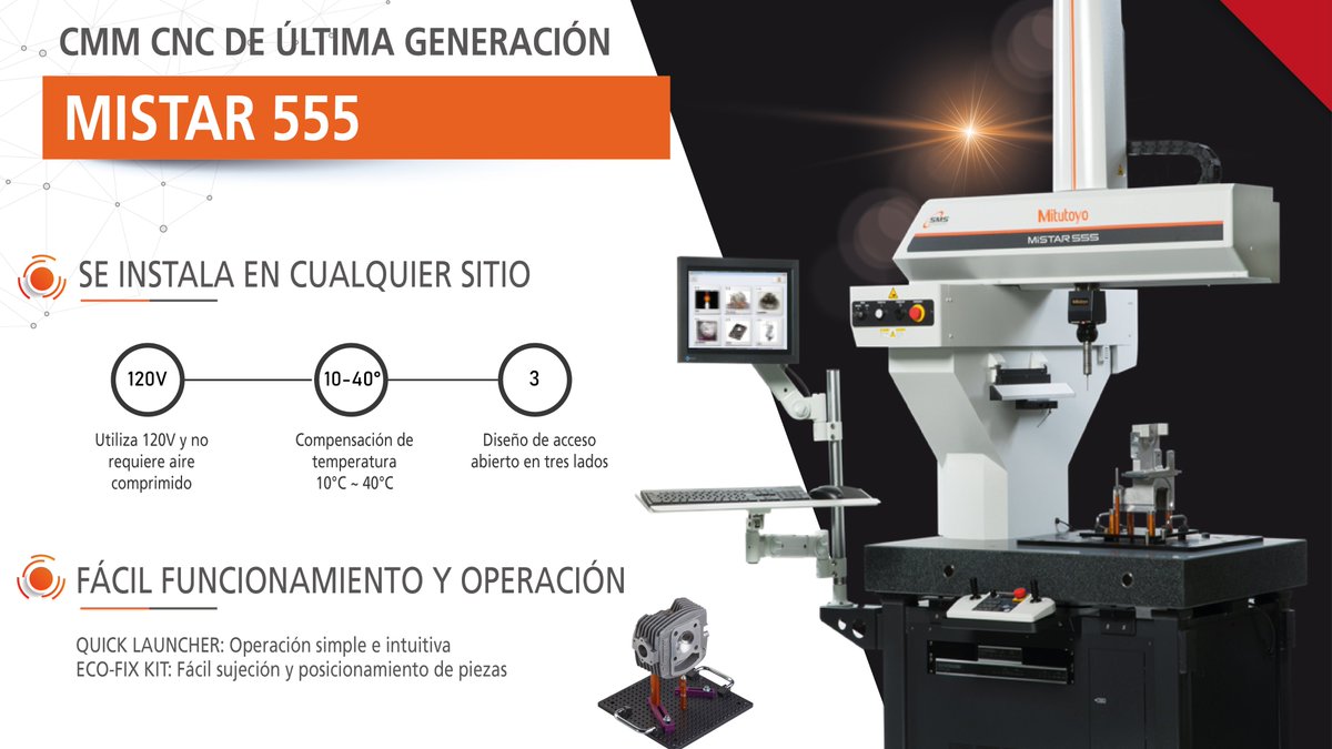 MitutoyoMexico's tweet photo. #MitutoyoMexico presenta una CMM CNC con el mejor rendimiento en su clase para inspección de piezas de trabajo. La nueva MISTAR 555, ahorra espacio, brinda mediciones rápidas, y exactas en una amplia gama de piezas. #tobemadeistobemeasured #MitutoyoM3Innovation #MISTAR555 https://t.co/jaJ1LIXZa5