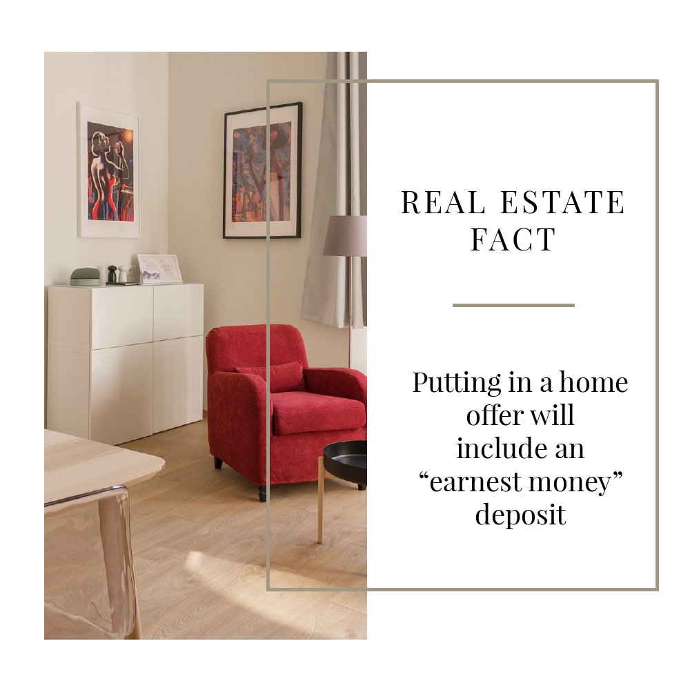 DwightAtkinso10's tweet photo. Real Estate Fact | Putting in a home offer will include an “earnest money” deposit https://t.co/94r5baAaFs Earnest money tells the seller that the buyer is serious and gives the seller compensation if the buyer backs out of the deal unnecessarily. https://t.co/g9Mo5YLDO6