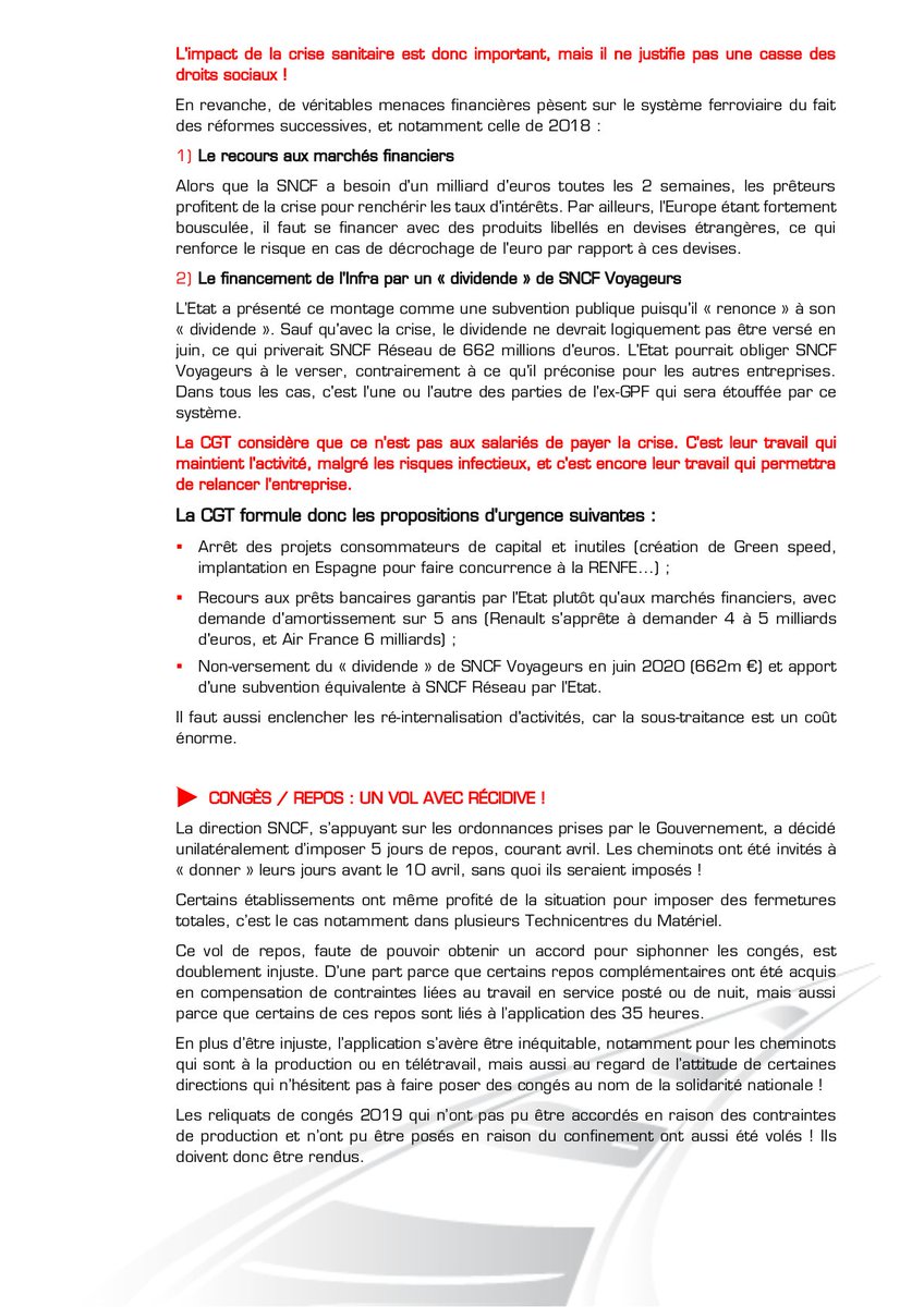 cgtcheminots's tweet photo. Se tenir prêts !
Alors que nous entamons un deuxième mois de confinement, Gouvernement, patronat et direction SNCF ne changent pas de cap. Tenons-nous prêts à poursuivre le combat ! 
https://t.co/Z06Xw4URm6 https://t.co/bVQKD6EvKn