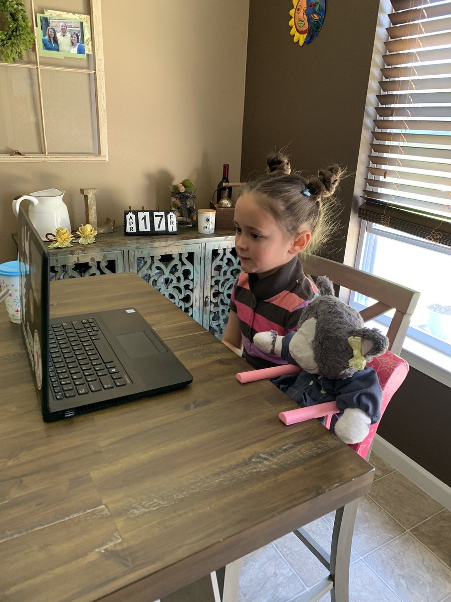 Thank you so much to Ms. Misener for making Laney’s day! It’s a brave undertaking to do a zoom meeting with kindergartens that haven’t seen each other in a month! Laney loved seeing you, her friends, and everyone’s favorite toy! #JCSallin <a href="/northside_jcs/">North Side Elementary</a>