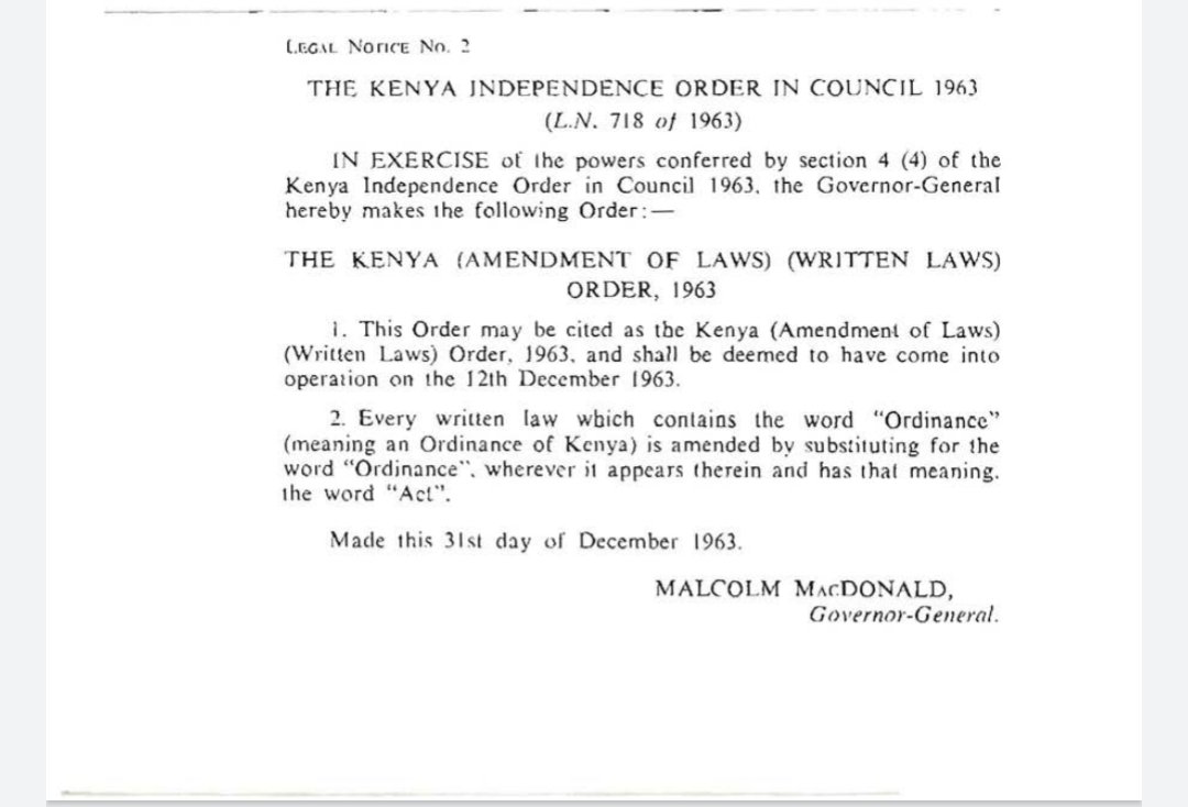 Bretton Woods Agreement(s?) Act. This Act was enacted on 04.12.1963 & came into effect on 10.12.1963, two days before the country's "independence." It was, in effect the legal instrument by which Kenya became a member of IMF & World Bank. Last (hand-amended) pursuant to LN 2/1964