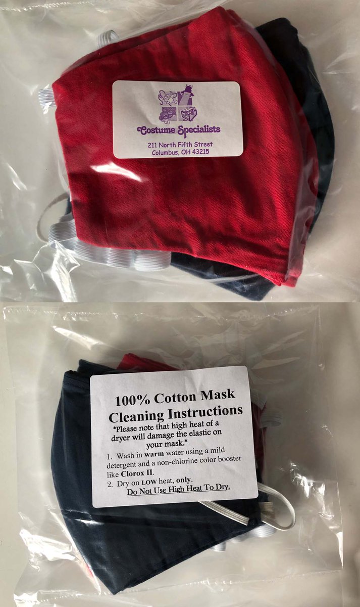 MascotMakers's tweet photo. The care of our masks is super easy! Just Machine Wash and Dry on low heat. Remember... high heat in a dryer will cause damage any elastic. #inThisTogether #helpingeachother #covid19 #mask #FromMascotsToMasks #InThisTogetherOhio #AmericaWorksTogether https://t.co/l3PLTcdwut