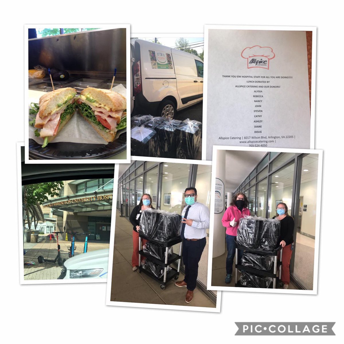 Happy Friday and thank you donors! Alyssa M, Rebecca G, Nancy D, John W, Steven W, Cathy T, Diane Q, Ashley R, &amp; Doug M

We delivered your lunches today. Fifty lunch boxes to one of the George Washington Hospital staff shifts. They were grateful.

catercow.com/cares/allspice…