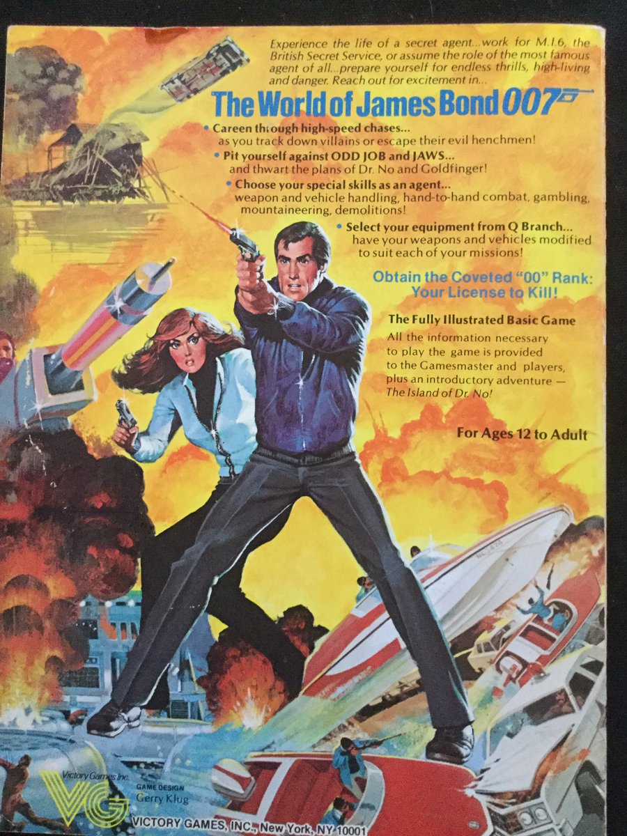 Today’s game is the James Bond 007 RPG from Victory Games. This was one of the first licensed RPGs I ever got and it’s a great one. Smart design by Chris Klug that really captures that Bond flavor. Strong line of support material too.  #CuratedQuarantine.