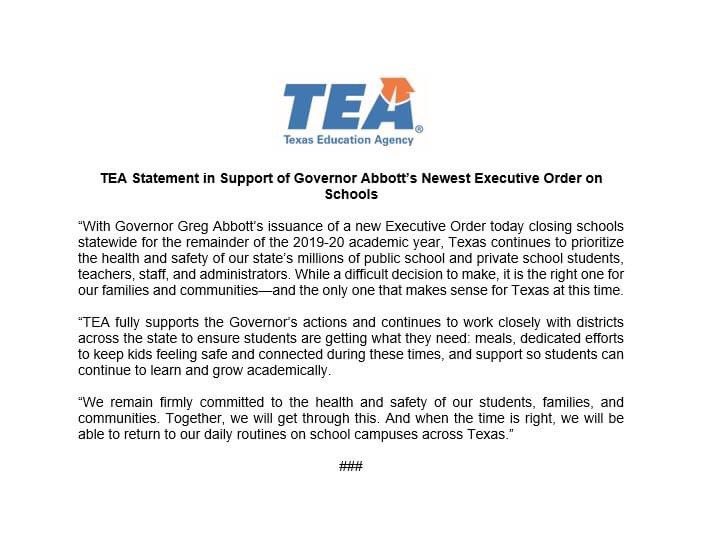 clawrenceDFW's tweet image. Gov Abbott closes all schools in TX for rest of school year, state parks reopen Apr 20, all stores can start offering retail to go Apr 24 and more openings announced on Apr 27 #COVID19 #StayHome #texas #wfaa wfaa.com/mobile/article…