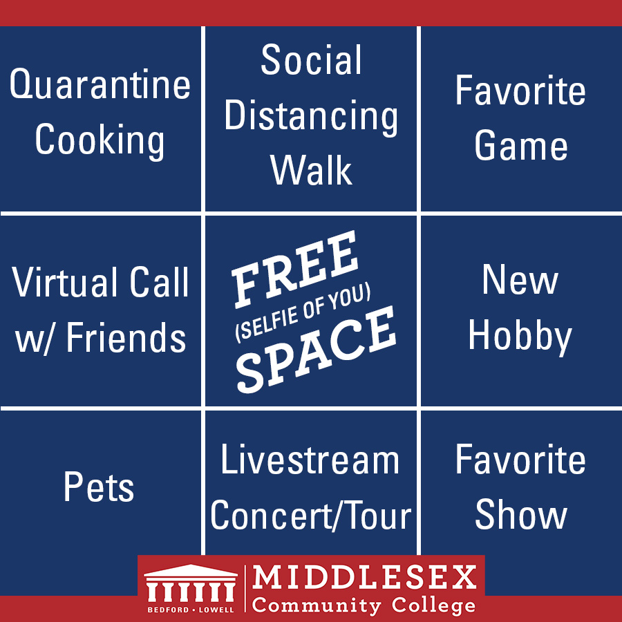 middlesex_cc's tweet photo. Let's play Bingo! Snap and share 3 pictures in a row from the MCC Bingo card and be entered to win a $25 gift card from the bookstore. Don't forget to tag your post #MCCBingo. Winners will be randomly chosen on Friday, April 27. For official rules, visit: https://t.co/URjULUBBFm https://t.co/lM6ZUpATnZ