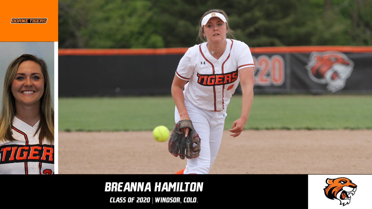 DoaneAthletics's tweet photo. #DoaneSB Senior Day today with 6 Tigers to be honored. First up are Bre Hamilton, Mikenzi Wiseman, and Erika Herrera. https://t.co/eunzA9b9cU