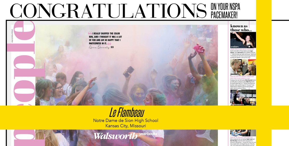 yearbookforever's tweet photo. Congratulations on your Pacemaker, Notre Dame de Sion! https://t.co/vz8CRNEHQZ