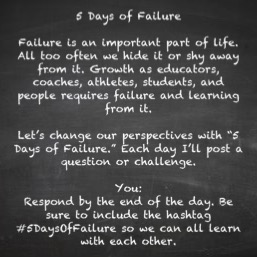 Next week we'll be doing 5 Days of Failure 3.0.  It's been a fun way for us to learn with each other over the last couple of years.  

This year will still involve reflection, but it's going to be more experiential too.  Hope you'll join us starting next Monday! #5DaysOfFailure