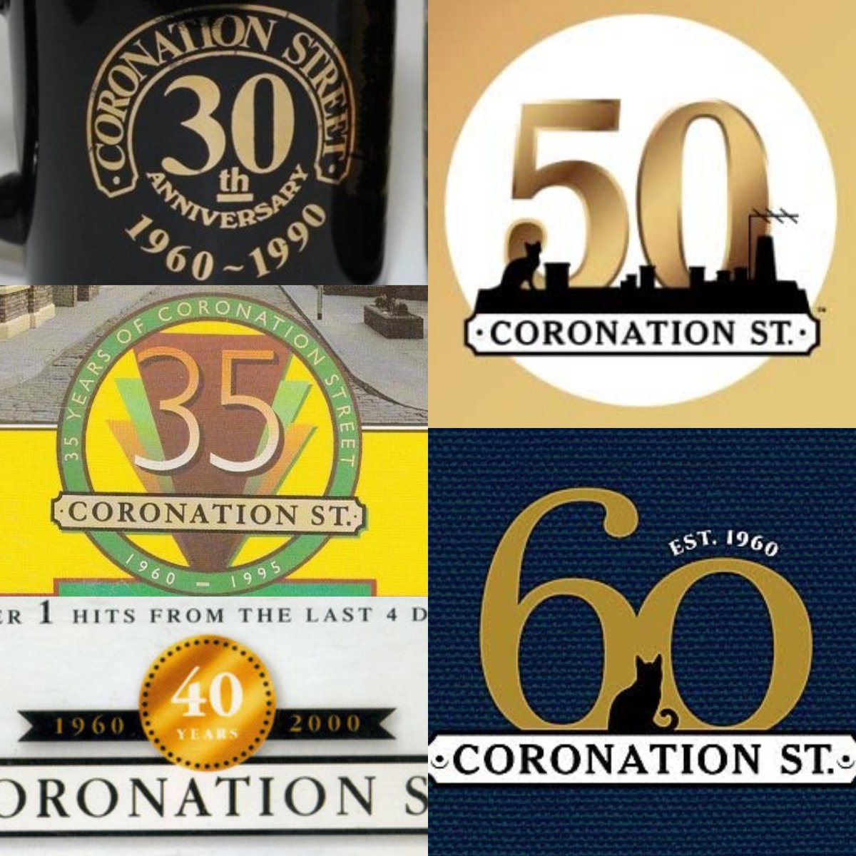 CorrieArt's tweet photo. Anniversary logos for Coronation Street. Which is your favourite?
#Corrie #Corrie30 #Corrie35 #Corrie40 #Corrie50 #Corrie60 https://t.co/72Idl9qBMT