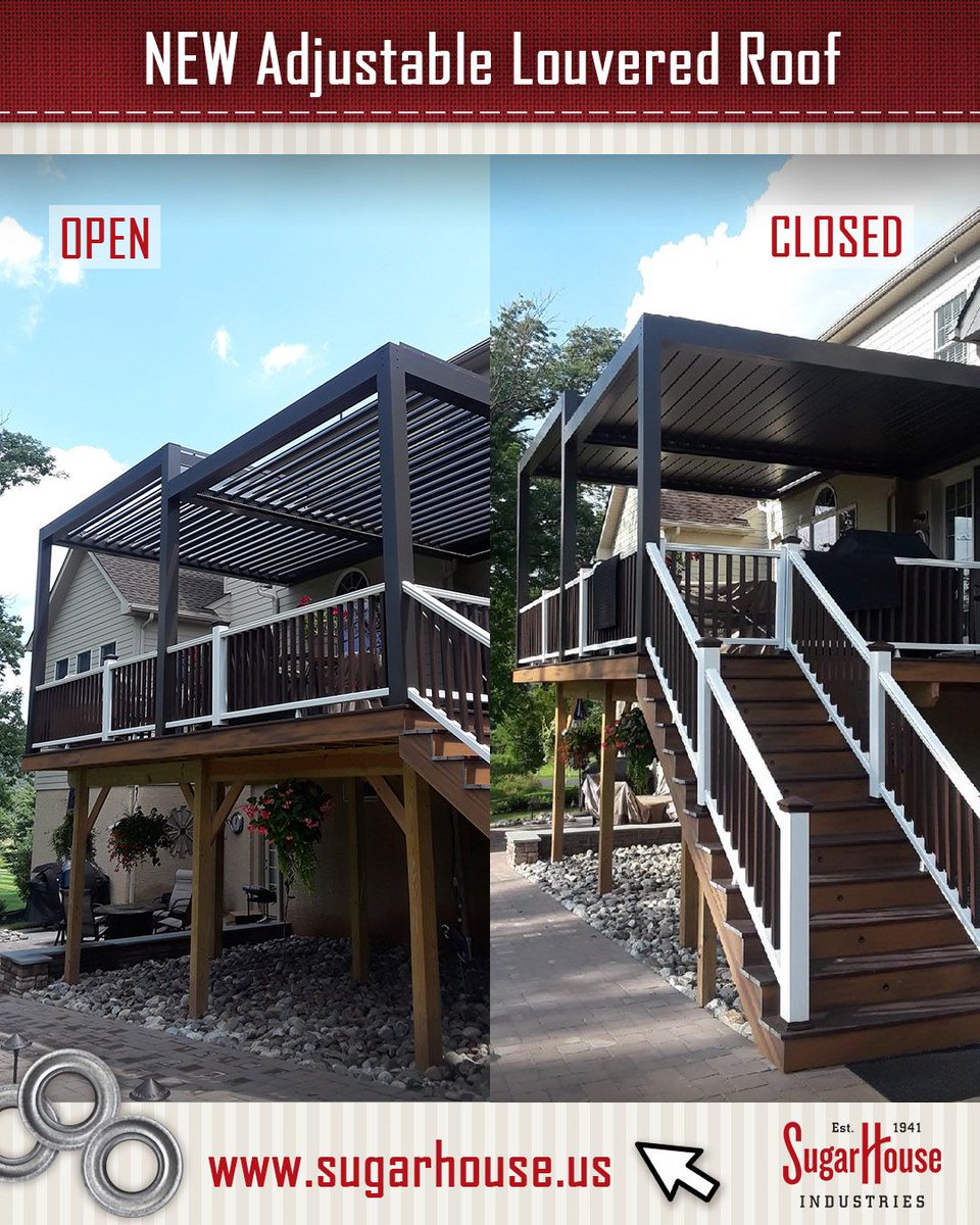SugarHouseInd's tweet image. WE ARE OPEN! The Louvered Roof is a beautiful and unique patio/deck cover that can be open to let in sunlight or closed to provide shade and weather protection.

Learn More Here: 
buff.ly/34GejRp

#shadeawning #louvered #louveredroof #outdoorlife