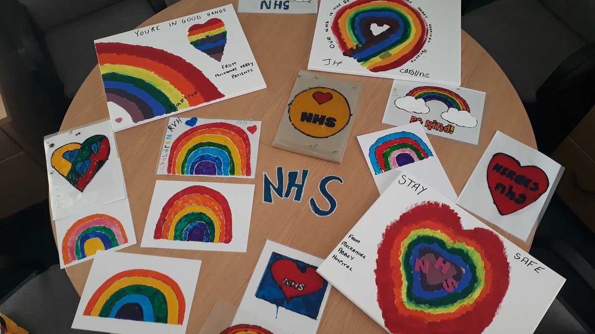 Trish_McKinney's tweet photo. Our Patients at Muckamore Abbey created art work for staff rest rooms, restoration rooms, wobble rooms and rainbow rooms @BelfastTrust. These have been winging their way to a number of destinations across site...If you see them in your area please tweet😁 #besafe https://t.co/wvgxeHubxa